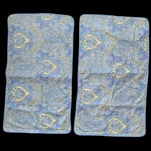 Laura Ashley King Blue/ Yellow Paisley Cotton Shams  Flap Closure Set Of 2